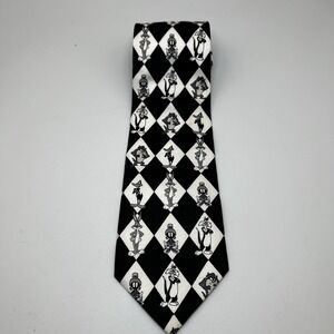 Vintage 1998 WB Looney Tunes Mens Monochrome Neck Tie Bugs Taz Daffy Marvin